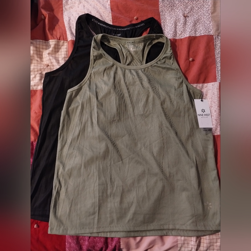 Nine West Active Workout Racerback Ribbed Tank Tops SET of 2 Plus size 2X